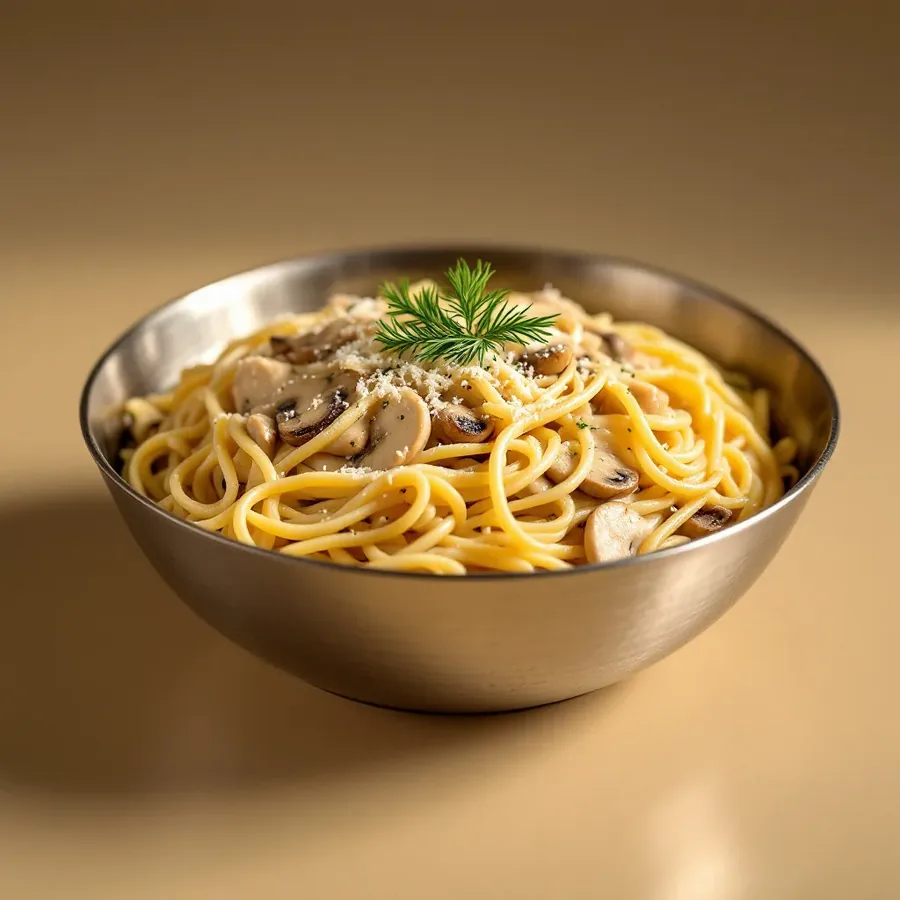 Паста сливочная с курицей и грибами